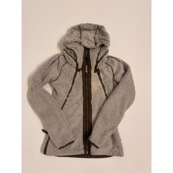 Kuhl Women's Flight Jacket Fleece Stone Size XS Italian Fleece Zip Away Hood - Picture 2 of 12